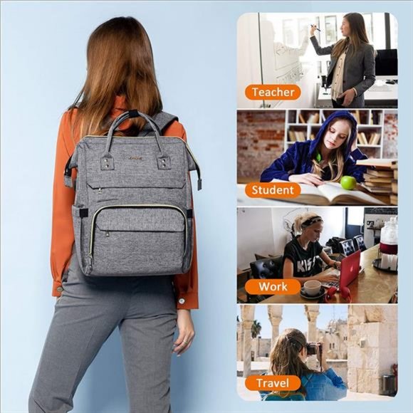 Laptop Backpack for Women Fashion Travel Bags Business Computer Bag, Grey main image 4